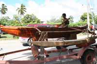 Hand carved canoe